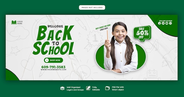 Back to school Facebook cover banner template