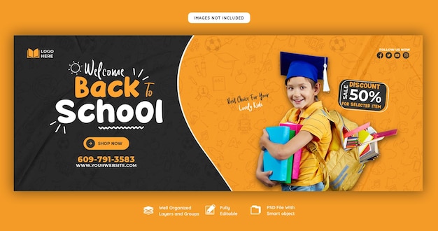 Back to school Facebook cover banner template