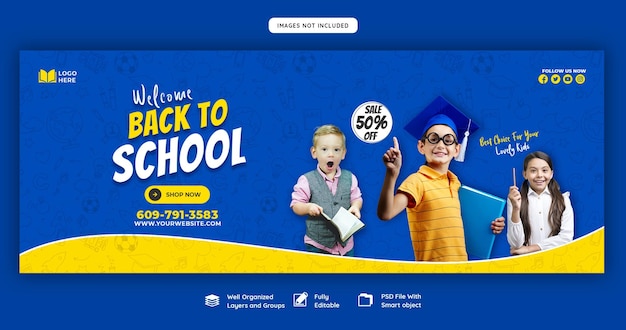 Back to school Facebook cover banner template