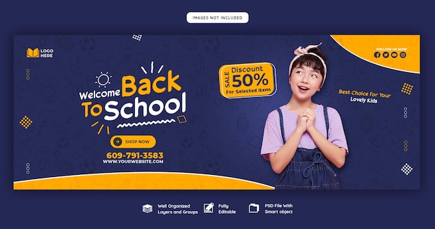 Back to school Facebook cover banner template