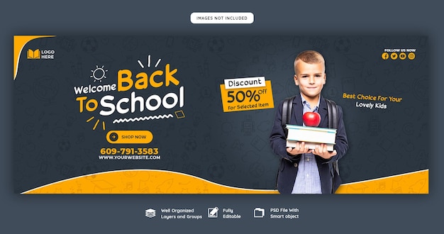 Free PSD back to school facebook cover banner template