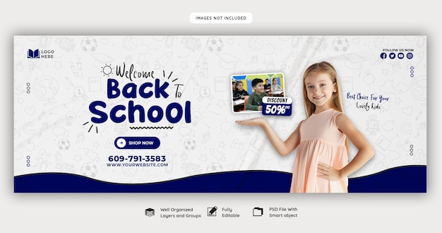 Free PSD back to school facebook cover banner template