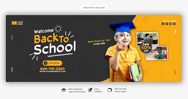 Back to school Facebook cover banner template