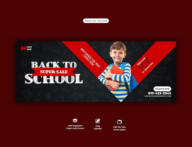 Back to school Facebook cover banner template