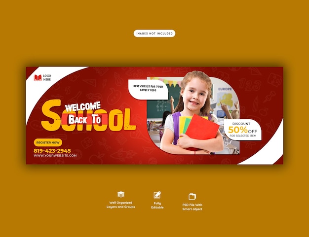 Free PSD back to school facebook cover banner template