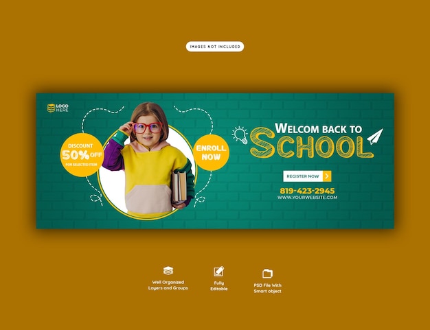 Free PSD back to school facebook cover banner template