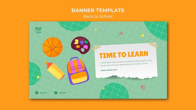 Free PSD back to school horizontal banner template