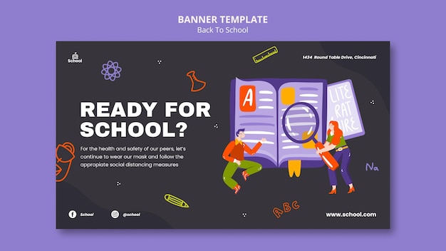 Back to school horizontal banner template