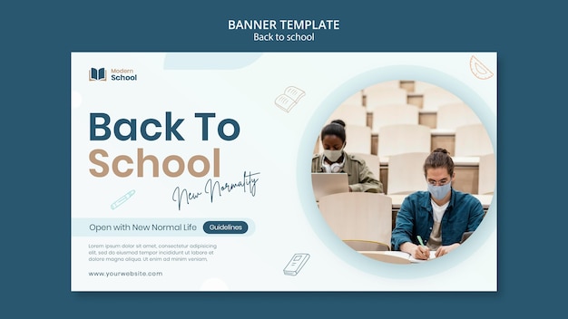 Back to school horizontal banner with photo