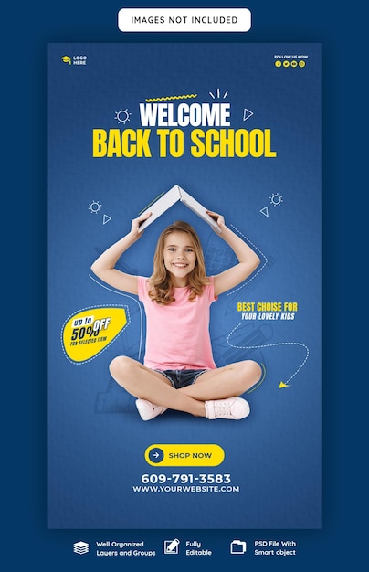 Free PSD back to school instagram and facebook story template