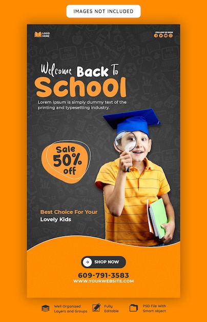 Free PSD back to school instagram and facebook story template