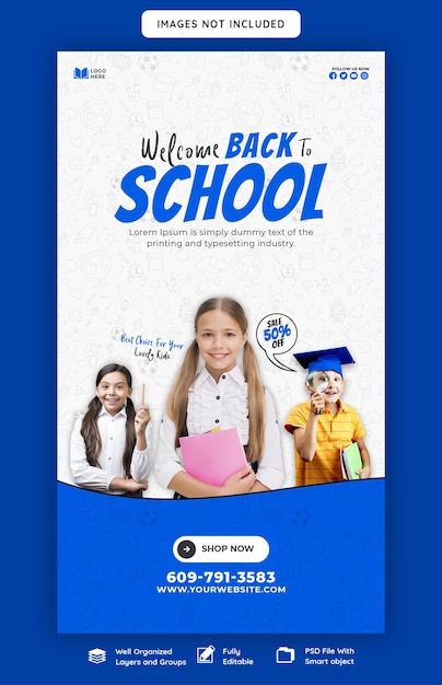 Free PSD back to school instagram and facebook story template