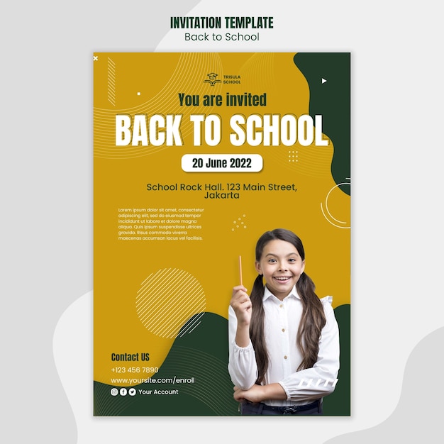 Back to school invitation template design