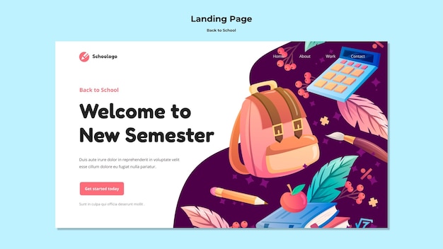 Free PSD back to school landing page template