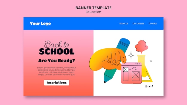 Free PSD back to school landing page template