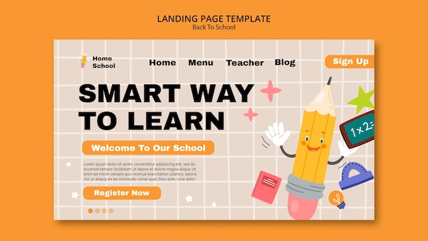 Free PSD back to school landing page template