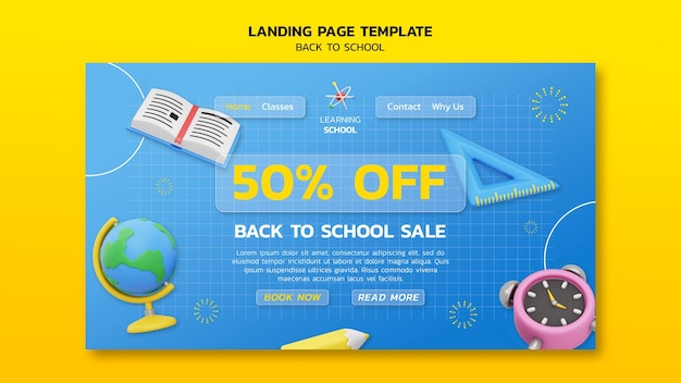 Free PSD back to school landing page template