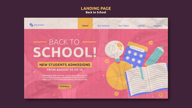 Back to school landing page template