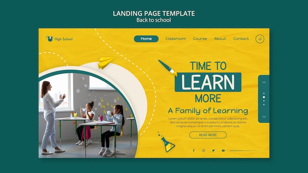 Free PSD back to school landing page with photo