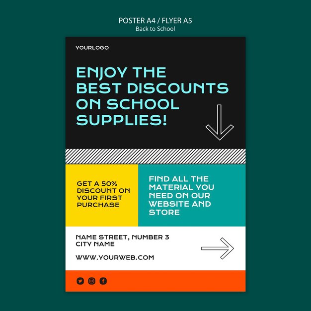 Back to school poster template theme