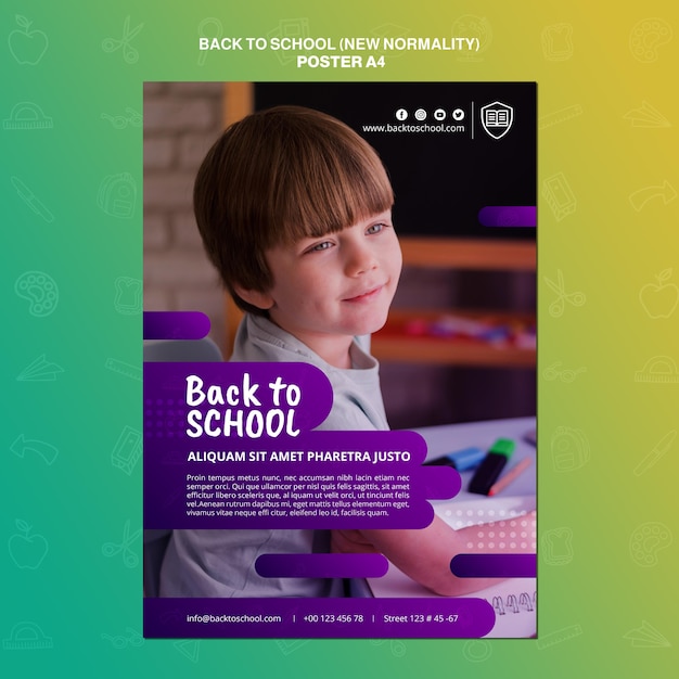 Free PSD back to school poster template