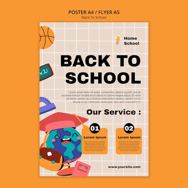 Free PSD back to school poster template