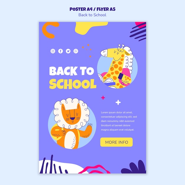 Free PSD back to school poster template