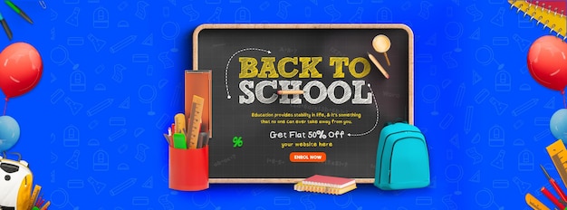 Free PSD back to school sale facebook cover template with education elements