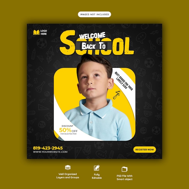 Back to school social media post banner template