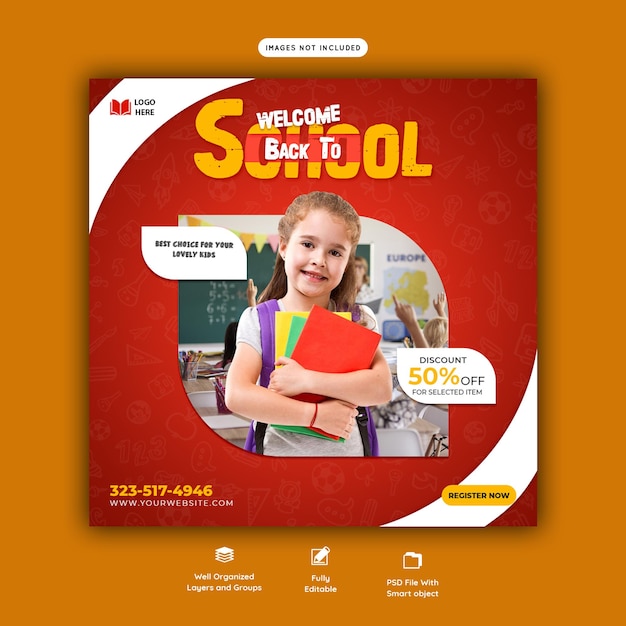 Back to school social media post banner template