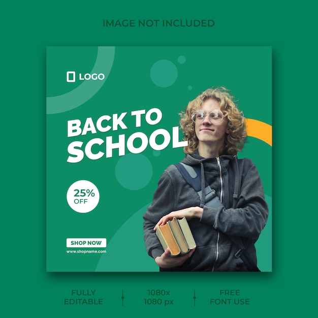 Free PSD back to school social media post banner template