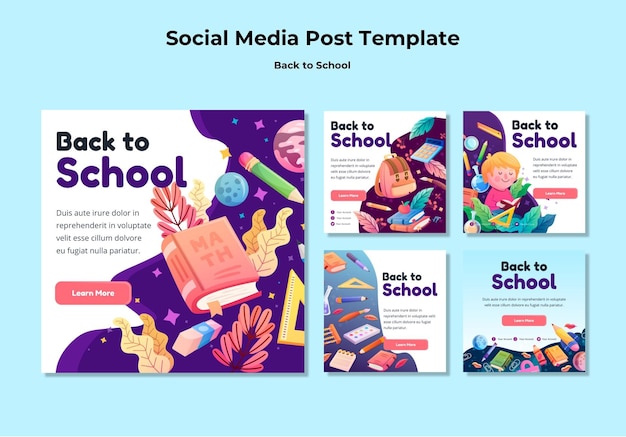 Free PSD back to school social media post template