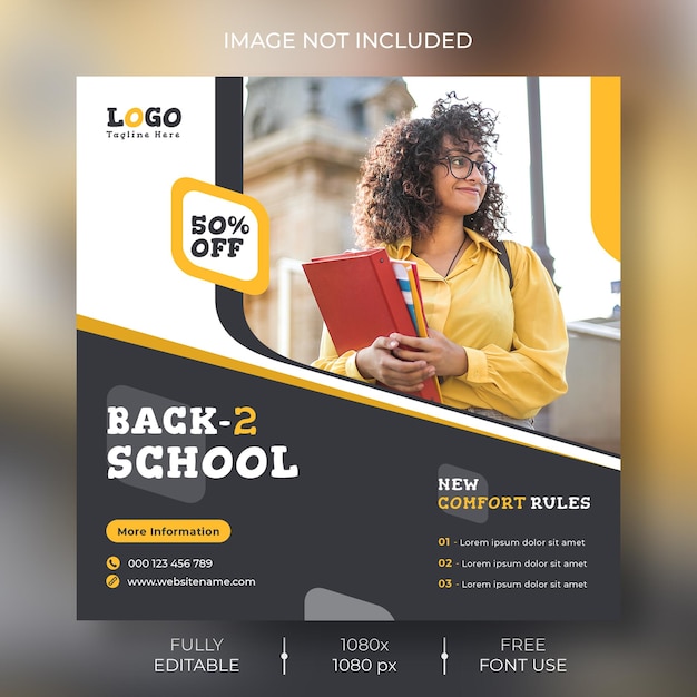 Back to school social media post and web banner template