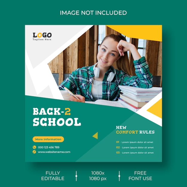 Back to school social media post and web banner template