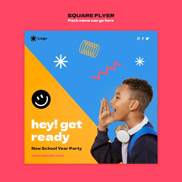 Back to school square flyer