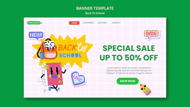 Free PSD back to school template design