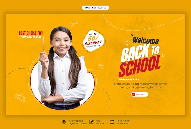 Free PSD back to school web banner template