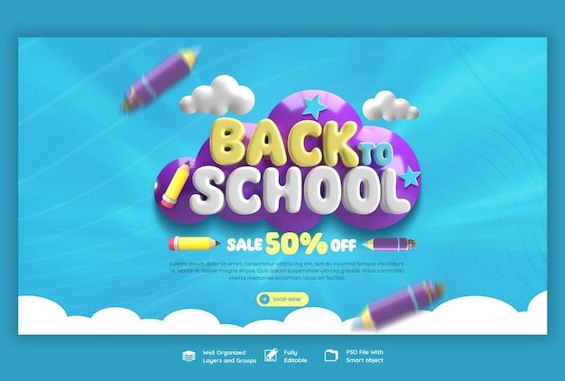 Free PSD back to school web banner template