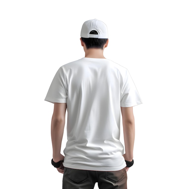 Free PSD back view of man in white t shirt isolated on white background