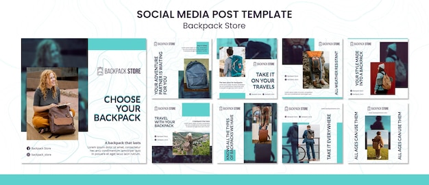 Backpack store social media posts template