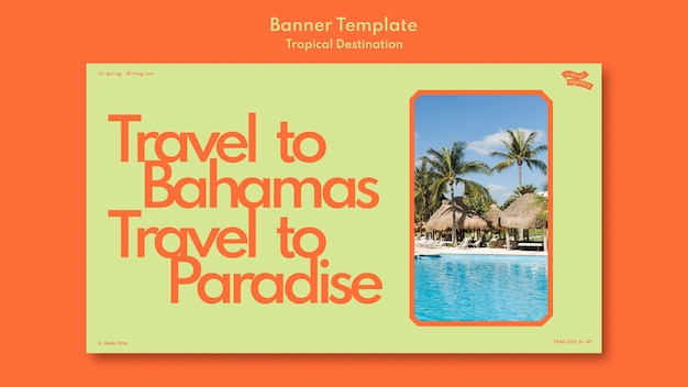 Free PSD bahamas traveling horizontal banner template