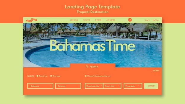 Free PSD bahamas traveling landing page template