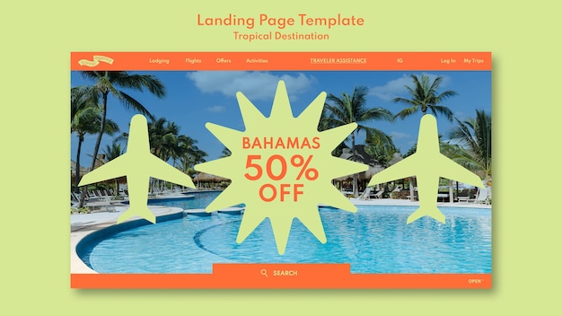 Free PSD bahamas traveling landing page template