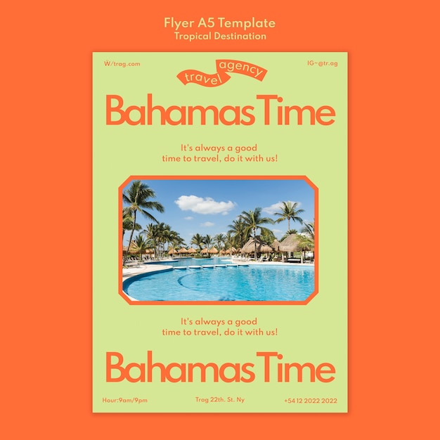 Bahamas traveling vertical flyer template