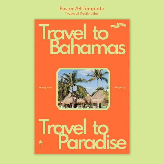 Free PSD bahamas traveling vertical poster template