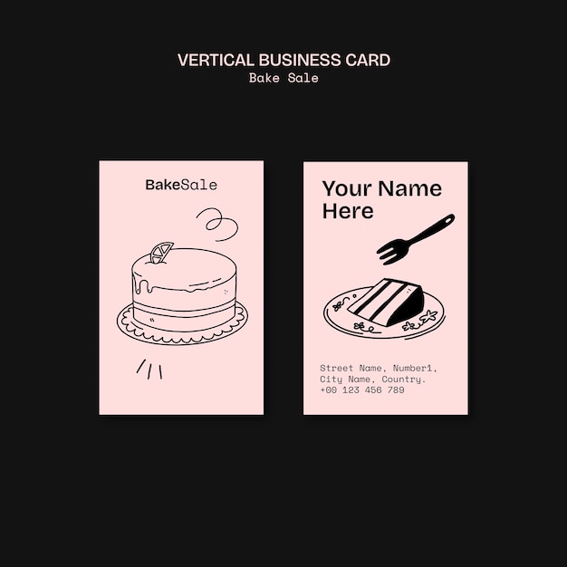 Free PSD bake sale business card template