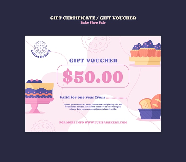 Free PSD bake sale gift certificate  template