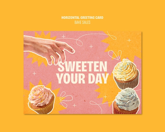 Free PSD bake sale greeting card template