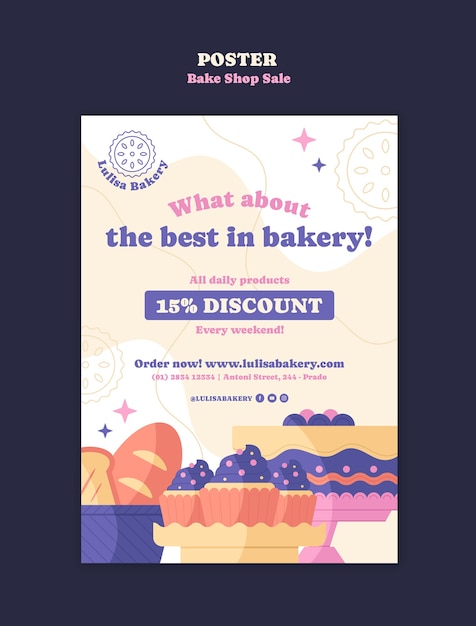 Free PSD bake sale poster  template