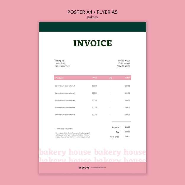 Baked goods invoice template